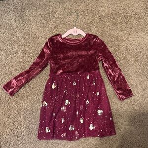 Disney Burgundy Velvet Dress with Gold Accents of Minnie Mouse